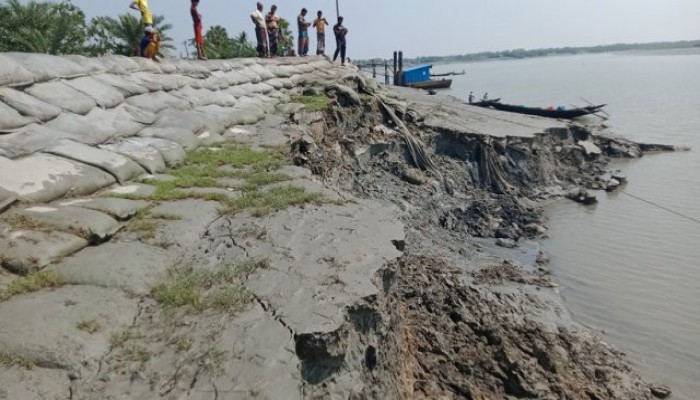 কপোতাক্ষ নদের বেড়িবাঁধে ভাঙন কপোতাক্ষ নদের বেড়িবাঁধে ভাঙন